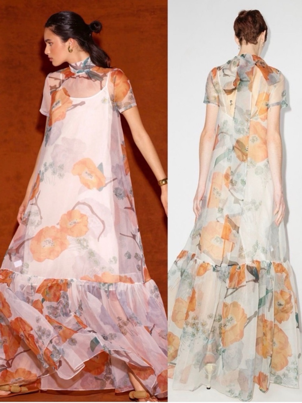 New with tags STAUD Calluna Poppy Floral sheer organza tie back maxi gown Dress - Picture 15 of 15